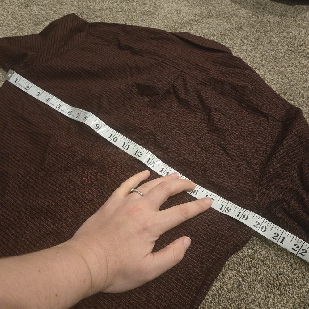 Hugo Hugo Boss Size S Binary Print Dark Red Butto… - image 8